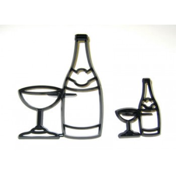 Láhev a sklenice - patchwork na marcipán